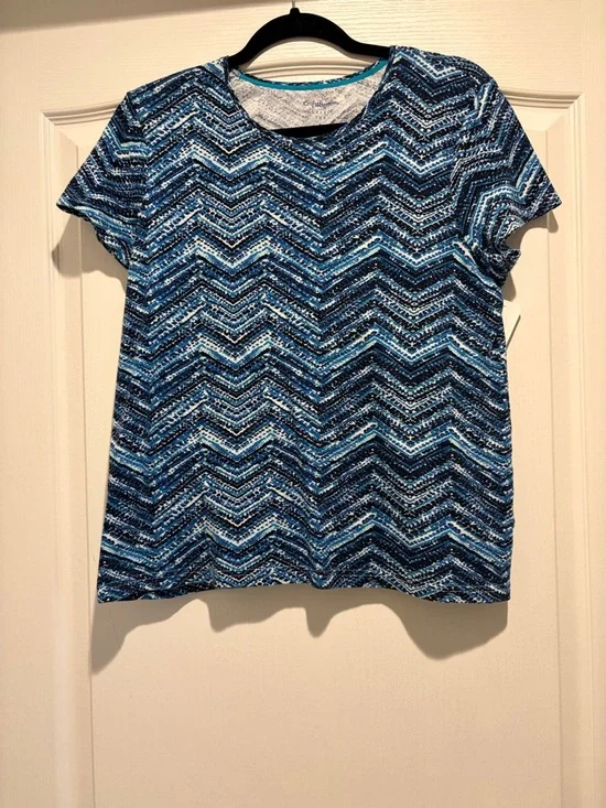 croft & barrow Blue Chevron Short-Sleeve Tee - Picture 1 of 4